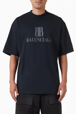 Buy Balenciaga Black Nano BB Medium-fit T-shirt in Jersey
