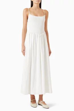 knee length dresses for ladies Classic Cotton Elegance A-Line Midi Dress L main image 1