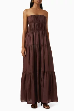Buy DISSH Brown Artie Strapless Midi Dress in Ramie For Women Online |  Ounass Saudi