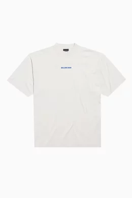 Buy Balenciaga White Unisex Medium-fit Logo T-shirt in Jersey For