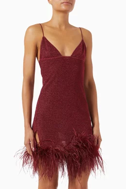 oseree red dress Oseree Lumiere Shell Kaftan in Burgundy