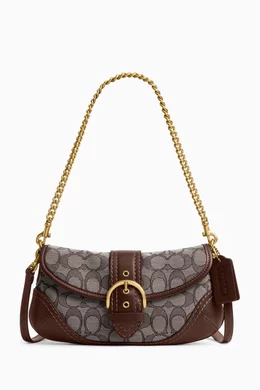 大人気【Coach】Soho Signature Accessory Poach Buy Coach Brown Soho Bag 25 in Signature Jacquard For Women Online