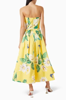 Buy Leo Lin Yellow Lynn Bustier Midi Dress For Women Online | Ounass Saudi