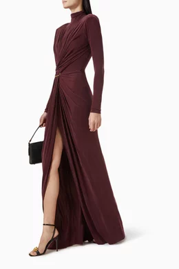 elisabetta franchi burgundy dress Elisabetta Franchi - Merlot diamond knit mini dress