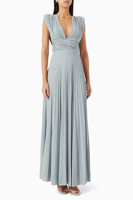Buy Elisabetta Franchi Blue Metal Necklace Maxi Dress in