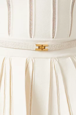 strapless open back dress Knitted Midi Dress With Gold Buttons And Peplum Waist main image 1