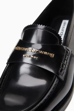 Buy Alexander Wang Black Carter Loafers in Leather For Women