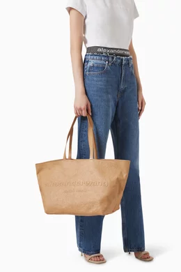 トートバッグ Alexander Wang Punch Shopper Bag - Leather - Beige Punch Tote Bag in Crackle Patent Leather in BLACK