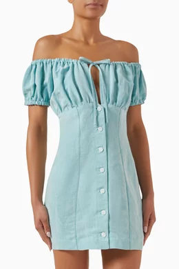 Buy Matthew Bruch Blue Bubble Tie Mini Dress in Linen Blend For Women  Online | Ounass Saudi
