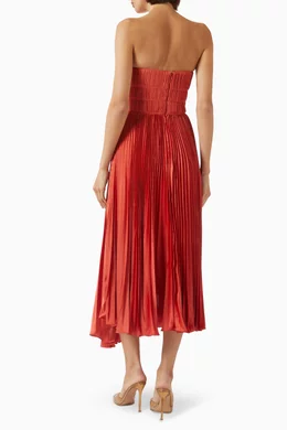 blue dress for baby girl Amur Women's Floral Pleated Maxi Dress - Miami Sky Botanical main image 0