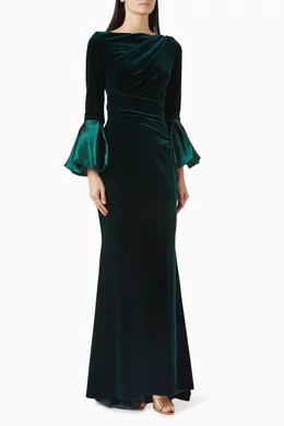 slim fit dress slacks The Margot Dress in Grafton Green Velvet Grafton Green Velvet / S