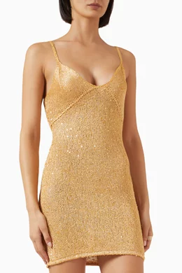 Buy Asta Resort Gold Delilah Sequin-embellished Mini Dress For Women Online  | Ounass Saudi