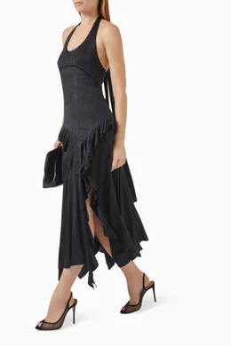 Buy SIEDRES Black Lunn Ruffle Halter Dress For Women Online | Ounass Saudi