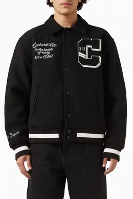 Buy Carhartt WIP Black World Class Varsity Jacket in Wool-blend