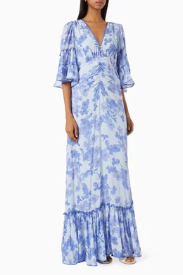 Buy byTiMo Blue Maxi Dress in Chiffon For Women Online | Ounass Saudi