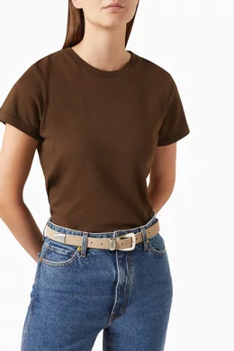 Buy Black Suede Studio Neutral Tetra Belt in Suede For Women  display picture 3