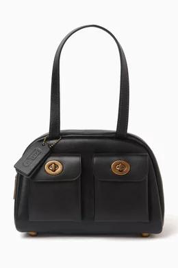 【希少】OLD COACH Dulles Bag leather black COACH Leather Black Handbag 