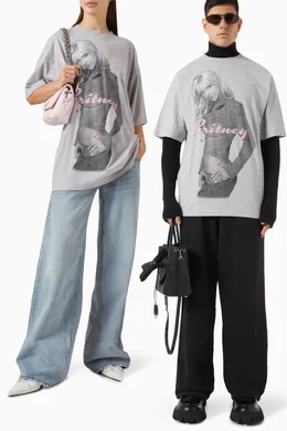 Buy Balenciaga Grey Unisex Britney Spears Series T-shirt in Cotton