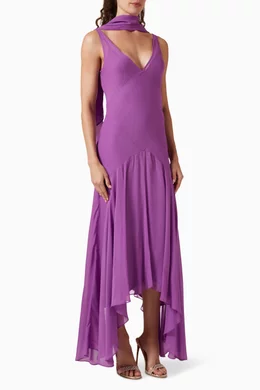 purple scarf dress Purple Velvet-Chiffon Strapless Gown with Draped Scarf  shopaleena