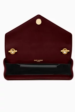 Buy SAINT LAURENT Red Loulou Mini Bag in Matelassé Lambskin For
