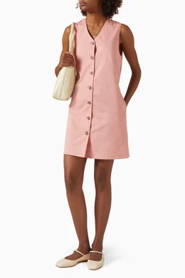 Buy COS Pink Buttoned Mini Dress in Pima Cotton For Women Online | Ounass  Saudi