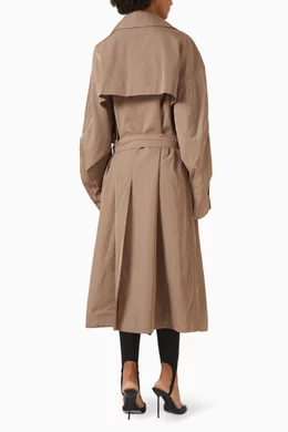 Buy The Frankie Shop Neutral Mavis Oversized Trench Coat For Women