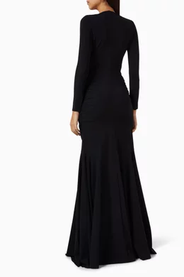 chinese dress ladies CHIARA BONI Long Sleeve Ruched Gown