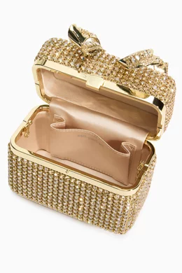 Buy Self-Portrait Gold Crystal Vanity Case Bag For Women Online