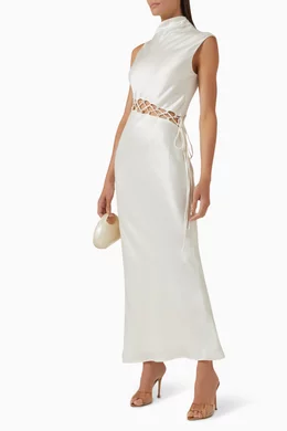 Buy Shona Joy Neutral Huxley Cowl Lace-up Dress For Women Online | Ounass  Saudi