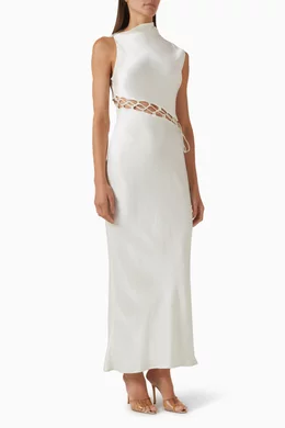 shona joy huxley cowl neck lace up maxi dress Buy Shona Joy Neutral Huxley Cowl Lace-up Dress For Women Online
