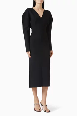 scanlan crepe knit dress Buy Theodore Black Draped Sleeve in Crepe-knit For Women Online Collection: Revere