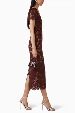 knee length dresses for ladies Self-Portrait Floral Lace Midi Dress