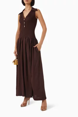 Buy Self-Portrait Brown Rib-knit Midi Dress in Viscose Blend For Women  Online | Ounass Saudi