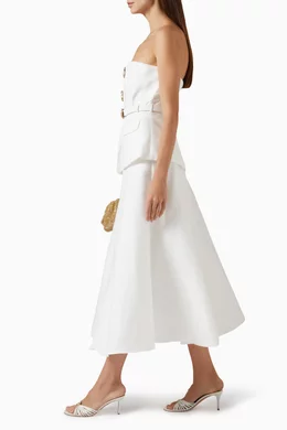 Buy Self-Portrait White Bandeau Midi Dress in Taffeta For Women Online |  Ounass Saudi