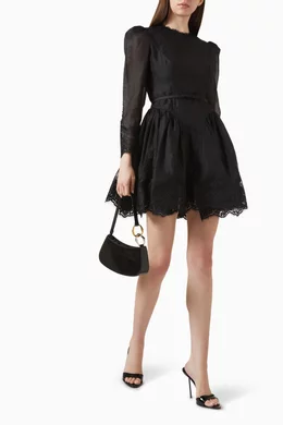 Buy Zimmermann Black Hypnotic Lace-trim Mini Dress in Linen Blend For Women  Online | Ounass Saudi