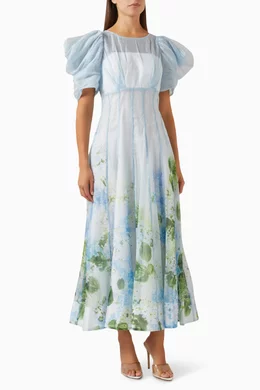 aje clementine midi dress Clementine Midi Dress-BLUE HYDRANGEA / 4