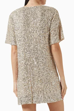 Buy Never Fully Dressed Grey Sequin-embellished T-shirt Mini Dress For  Women Online | Ounass Saudi