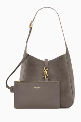 Buy SAINT LAURENT Grey Small Le 5 À 7 Supple Shoulder Bag in