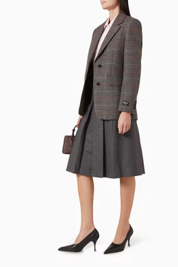 スカート Prada 2024 gray pleated flannel skirt Buy Prada Grey Pleated Skirt in Flannel For Women Online | Ounass