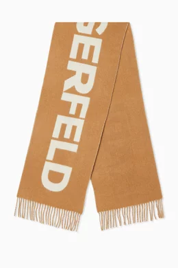 Buy KARL LAGERFELD Neutral K/Essential Logo Scarf in Wool-blend