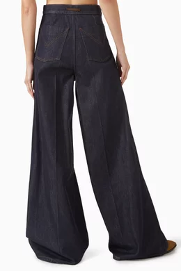 Buy Max Mara Blue Carmine Wide-leg Jeans in Denim For Women Online - Main Image