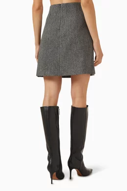 Buy Weekend Max Mara Grey Marche Chevron Skirt in Wool For