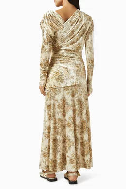Buy Ganni Yellow Ruched Dress in Velour-jersey For Women Online | Ounass  Saudi