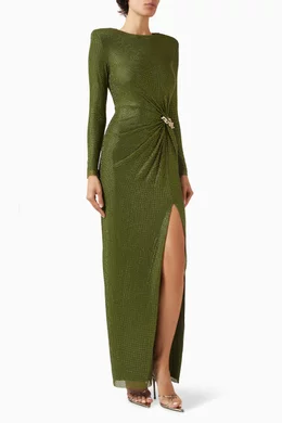 self portrait green rhinestone dress Self-Portrait Sequined Bouclé Minidress – Petite Chérie main image 1