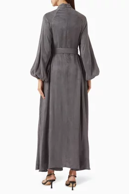 Buy NOOM Grey Prime Shirt Dress in Silk For Women Online | Ounass Saudi