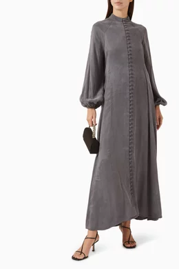 Buy NOOM Grey Prime Shirt Dress in Silk For Women Online | Ounass Saudi
