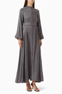 slim fit dress slacks Silk Maxi Shirt Dress Niue Night Sky / S main image 1
