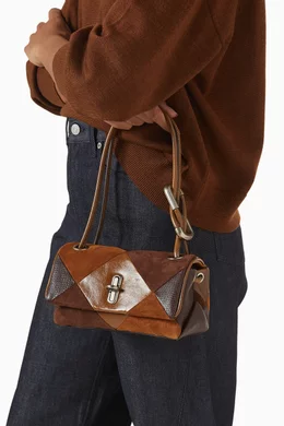 Buy Marc Jacobs Brown The Mini Dual Patchwork Shoulder Bag in 