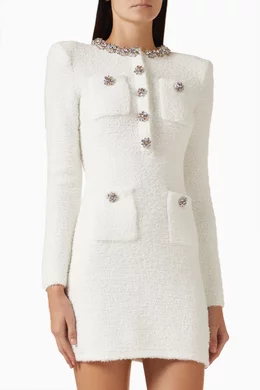 Buy Self-Portrait Neutral Crystal-trim Mini Dress in Knit For Women Online  | Ounass Saudi