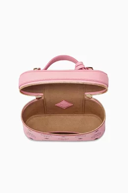 Buy MCM Pink Mini Aren Vanity Case in Visetos Canvas For Women
